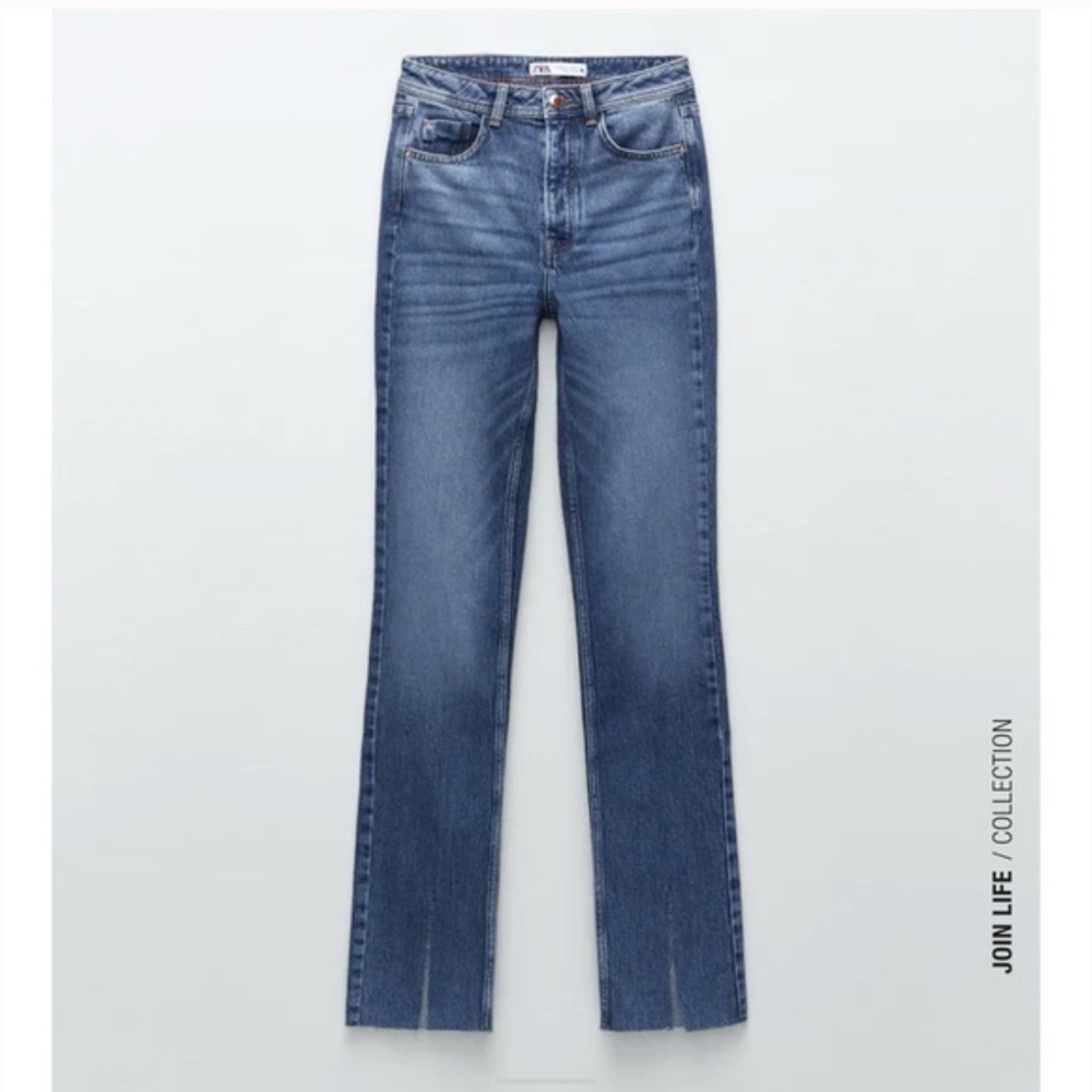 Zara Front Slit Flare Jeans